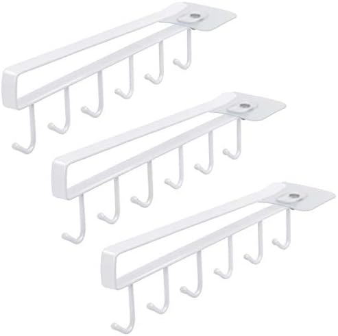 3 Pack White Under Cabinet Mug Holder, Cup Rack For 1 Inch Shelves by ArtSecret