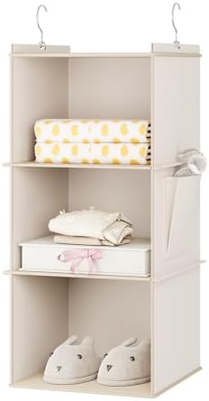 YOUDENOVA Hanging Closet Organizer and Storage for Clothes, 3-Shelf, Beige by YOUDENOVA