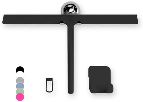 GÜTEWERK Silicone Shower Squeegee with 3-in-1 No-Drill Mount, Black, 15'' by G%C3%9CTEWERK
