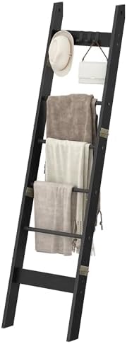 Hzuaneri Blanket Ladder Decorative Quilt Rack with 4 Removable Hooks - Image 7