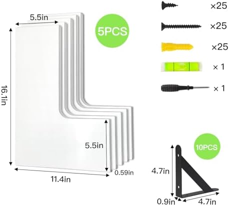Fixwal Conner Shelves Wall Mounted for Decor, White Set of 5 - Image 4