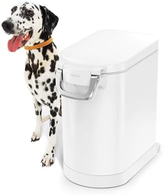 simplehuman Medium Pet Food Storage Container, Holds 25-29 lb / 11-13 kg of Dry Dog Food, Cat Food, or Bird Seed, Airtight Lock-Tight Lid with Magnetic Scoop, BPA-Free, White Steel - Image 2