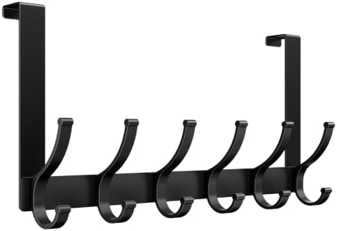 Optish Over The Door Hooks, Door Hanger Hooks for Hanging, Over The Door Towel Racks for Bathroom, Coat Rack Door Towel Hanger Towel Hooks (1Pack, Black) by Optish