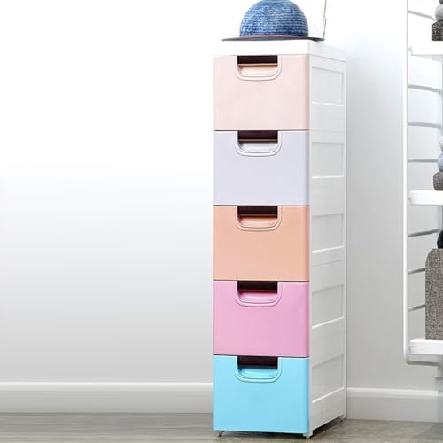 5 Drawers Slim Storage Cabinet,Rolling Narrow Cabinet with Drawer and Wheel,Multifunctional Floor Cabinet for Small Spaces Bathroom Kitchen Bedroom Living Room - Image 5