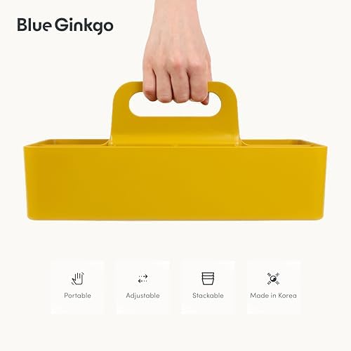 BLUE GINKGO Stackable Organizer Caddy, Long, Yellow, Made in Korea - Image 5