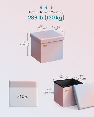 SONGMICS Small Folding Storage Ottoman, 11.8 x 11.8 x 11.8 in - Image 3