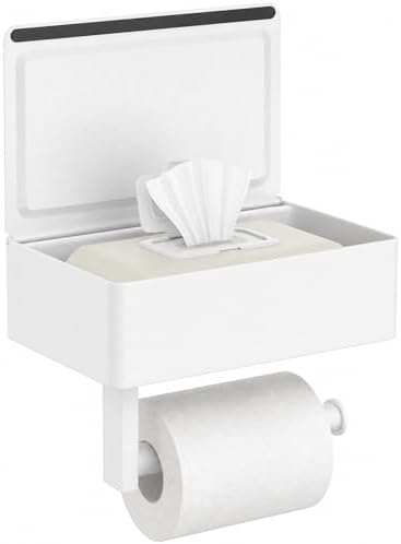 FORIOUS Toilet Paper Holder with Shelf, Wall-Mounted Modern Wipes Dispenser by FORIOUS
