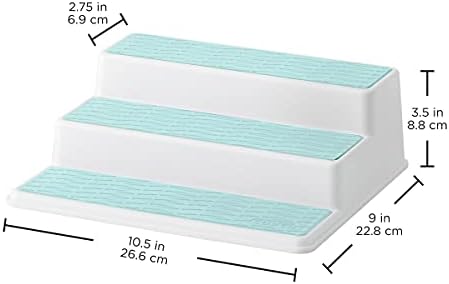 Copco Non-Skid 3-Tier Spice Pantry Kitchen Cabinet Organizer, 10-Inch, White/Aqua - Image 2