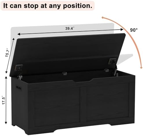 Timberer 39.4" Storage Chest, Wooden Storage Bench, Lift Top Toy Chest - Image 3
