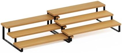 Furinno RAVEL Kitchen Countertop Organizer Set of 2, 3-Tier Nesting Metal Frame Counter Shelves, Kitchen Storage, Expandable, Spice Rack, for Pantry, Coffee Bar, Beech - Image 5