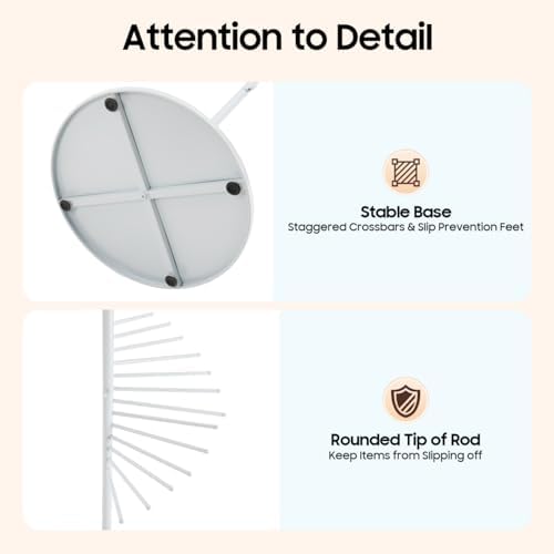 Scarf Organizer, Hijab Organizer, 30 Tiers Metal Scarf Hanger for Multiple Scarves, 67" Height Floor-standing Hijab Stand Belt Pants Hanger for Home, Commercial, Clothing Store (White) - Image 5