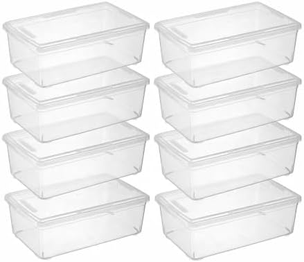 novelinks 8 Pack 6 Quart Stackable Shoe Storage Bins with Lids (Clear) by novelinks