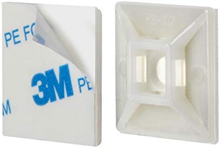 XHF 100 PCS 1.1" White Self Adhesive Cable Zip Tie Mounts Wire Cable Clips Holders Management Anchors Organizer Holders Squares(HS-102) (Pack of 2) - Image 2