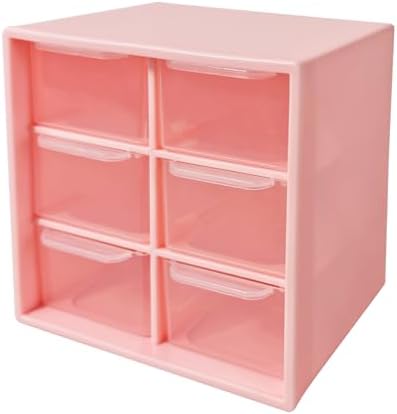 Small Mini Drawer Organizer for Desk, 6 Drawers, 4.7" x 4.7" x 3.8" Pink by Nirvany-MakeACoolLifeForU
