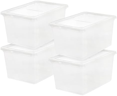 IRIS USA 4-Pack 58 Qt Storage Bins with Lids, Clear, Stackable by IRISUSA
