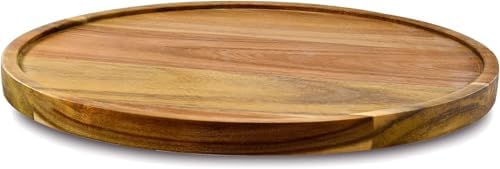 10" Acacia Wood Lazy Susan Organizer Kitchen Turntable for Cabinet Pantry Table Organization by AUAM
