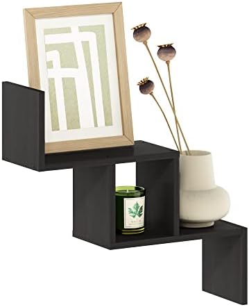 Furinno Rossi Wall Mount Floating Ladder Shelf, Espresso - Image 4