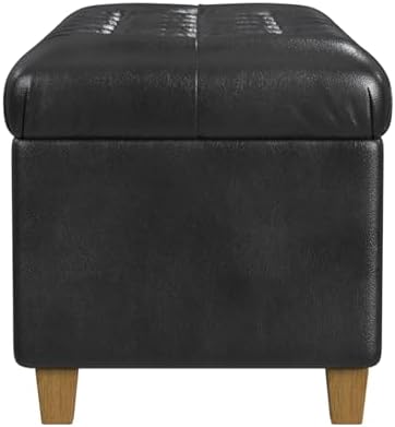 HomePop 40" Button Tufted Storage Bench - Black Faux Leather - Image 6