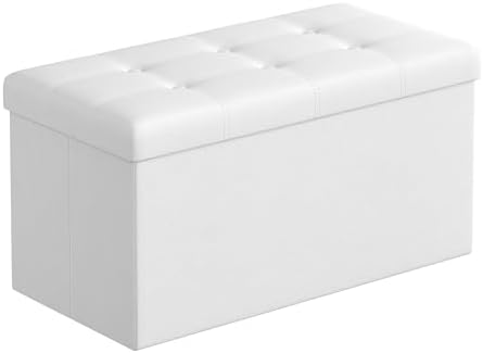 SONGMICS Storage Ottoman Bench, 30 Inches Folding Foot Rest Stool by SONGMICSbySONGMICSHOME