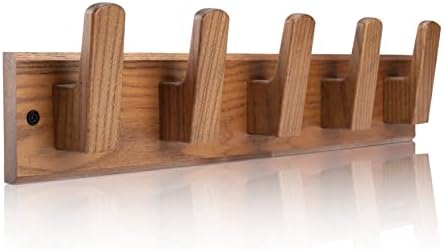 Wood Coat Rack Wall Mount with 5 Hooks, 17'' Hole to Hole Wall Coat Rack for Hanging Coat Jacket Backpack, Natural Wall Coat Hook by YTJG