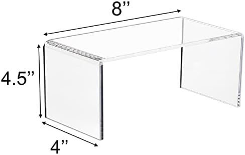 Jusalpha 4 PC Clear Acrylic Risers, Acrylic Display Risers Shelf Showcase Fixtures for Jewelry, Display Stand for Amiibo Funko POP Figures, Cupcakes, Food Display, Cabinet- (8''x 4''x 4.5'', 4 sets) - Image 3