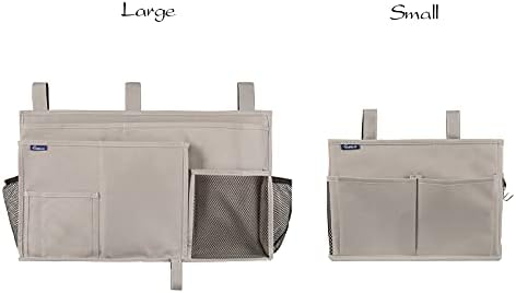 Surblue Bedside Caddy Hanging Bed Organizer Storage Bag Pocket for Bunk and Hospital Beds, College Dorm Rooms Baby Bed Rails,Camp 4 Pockets and 2 Hooks (Gray) - Image 3