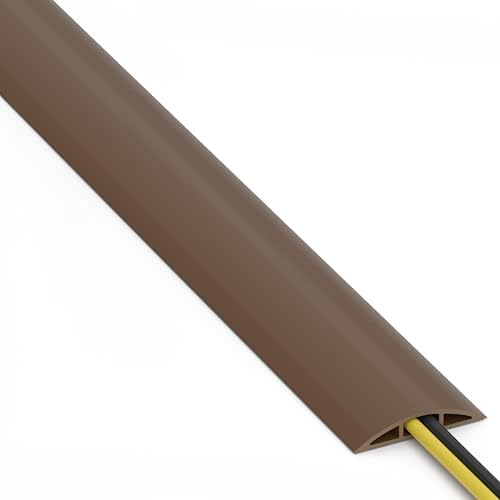 ZhiYo 6ft Floor Cord Cover, Cable Cavity 0.6" W x 0.32" H, Coffee Brown - Image 7