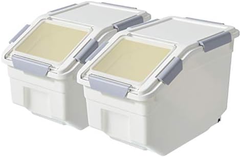 LISM 2 Pack Dog Food Storage Container with Scoop,Large Airtight Pet Dog Food Bin,Container for Dog Treats Rice,Dog Cat Dry Food Bin,Baking Supplies,Flour,Rice,Kitchen Pantry Cereal(10 LB) by Unknown