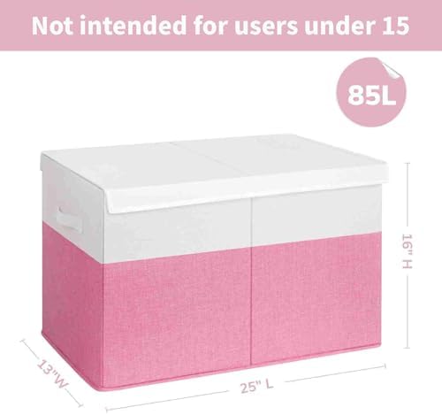 INDRESSME 85L Large Collapsible Toy Storage Box, Pink & White - Image 2