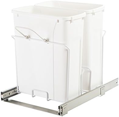 Knape & Vogt SBM15-1-20WH in-Cabinet Bottom Mount Pull Out Trash Can, 17.31" by 14.25" by 20" by KnapeVogt