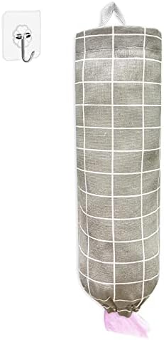 SYIPO Plastic Bag Holder, Reusable Grocery Bag Organizer, Wall Mount, Plaid Grey, 1 Pack, 15.7in x 9.8in by SYIPO