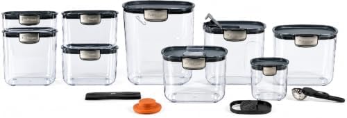 ProKeeper+ Airtight Food Storage Container Set – Clear Plastic Flour and Sugar Canister Set with Magnetic Accessories for Kitchen Organization (Grey, 13-Piece) by Unknown