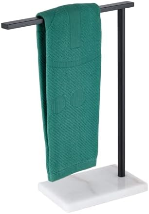 Black Towel Racks Stand 1-Tier Hand Towel Holder for Bathrooms Vanity Countertop with Heavy Marble Base Thicken Steady, Stainless Steel AN7002MB by AONEON