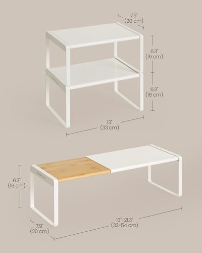 SONGMICS HOME Spice Rack, Expandable Cupboard Shelf Orgnizer,Bamboo - Image 3