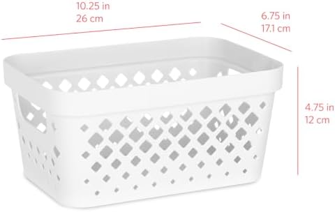 Glad Plastic Baskets for Organizing, Set of 6 | Pantry Storage for Under Counter, Linen Closet, and Bathroom | Nesting Shelf Bins with Handles, 1 Gallon, White - Image 5
