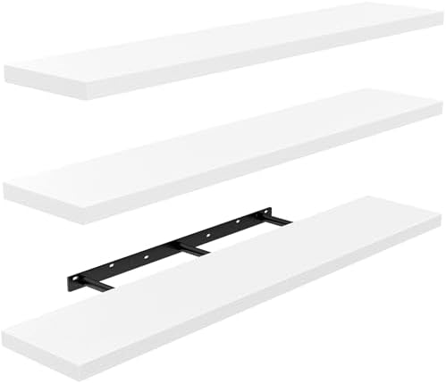 Amada 47.2" Floating Shelves for Wall Decor & Storage, Set of 3, White by AMADAHOMEFURNISHING
