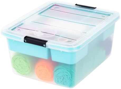 IRIS USA 18 Quart Craft Storage Organizer with Teal Removable Tray by IRISUSA