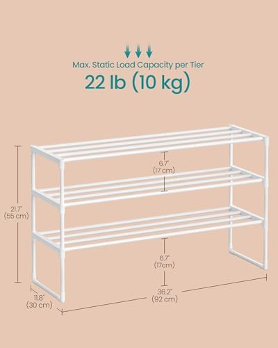 SONGMICS Shoe Rack, 3-Tier Shoe Organizer, Metal Storage Shelf - Image 3