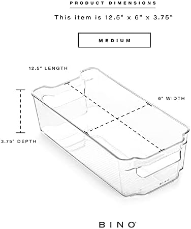 BINO | Stackable Storage Bins, Medium - 4 Pack | The Stacker Collection | Clear Plastic Storage Bins | Organization and Storage Containers for Pantry & Fridge | Multi-Use Organizer Bins | BPA-Free - Image 3