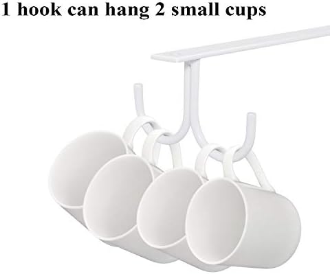 MOCOUM Under Cabinet Mug Rack, Rustic Mug Organizer Rack Cup Holder Under Shelf 12 Hanging Hooks Rack for Mugs, Coffee Cups and Kitchen Utensils Display (White-3 Pack-12 Hooks) - Image 4
