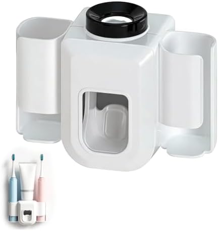 No Drill Wall Mount Electric Toothbrush Holder with Toothpaste Dispenser by Unknown
