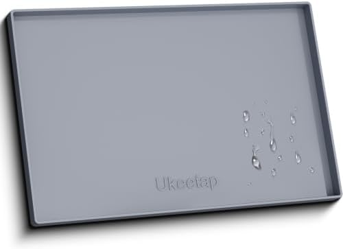 19" x 34" Extra Thick Silicone Mat Waterproof with Raised Edge, Gray by ukeetap