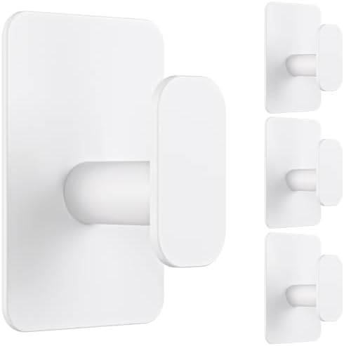 Large Heavy Duty Wall Hooks - 26lb Max, Stainless Steel Adhesive Towel Hooks for Hanging Towel, Coat, Robe, Hat, Sticky Towel Holder for Wall Mount in Bathroom, Shower, Kitchen (White, 4 Pack) by Eowihor