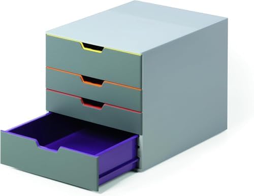 Durable Varicolor Drawer Organizer, 4 Color Coded Drawers, Gray by DURABLEOfficeProducts