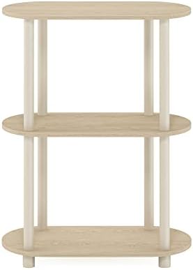 Furinno Turn-N-Tube Toolless 3-Tier Oval Display Shelf, Bauhaus Oak - Image 7