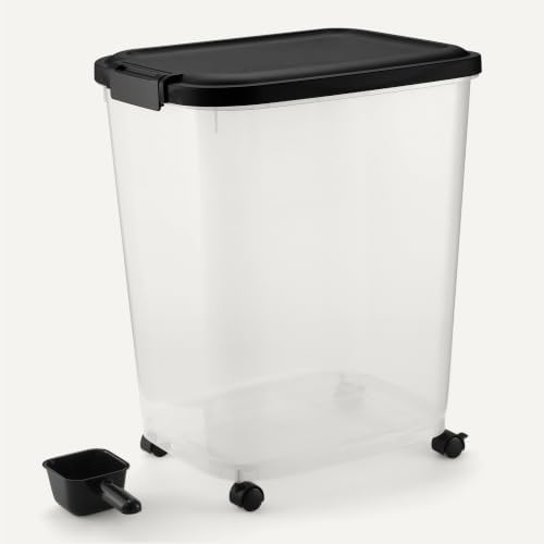 Amazon Basics Pet Food Storage Container with Rolling Wheels, BPA-Free, Detachable Scoop, 50lbs Capacity - Image 3