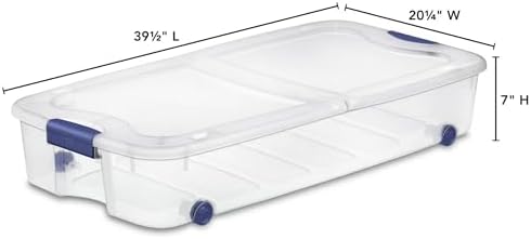 2 Pack 66 Qt Clear Underbed Storage Bins with Wheels and Latch Lids - Image 3