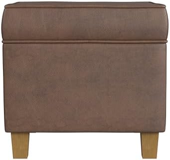 HomePop 18" Square Storage Ottoman - Brown Faux Leather - Image 5