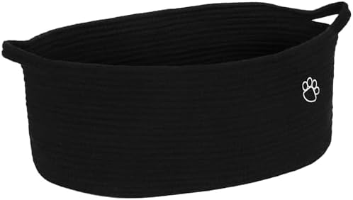 Optish Dog Toy Basket, 30L Toy Box and Bin for Dog Cat Storage, 19.7" X 11" X 7.9" Large Woven Rope Basket for Blankets, Living Room, Bedroom, Black by Optish
