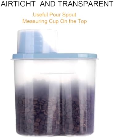 2 Pack 2lb/2.5L Pet Food Storage Container with Measuring Cup for Small Dog, Cat, Waterproof-BPA Free (Blue 1.8L) - Image 2